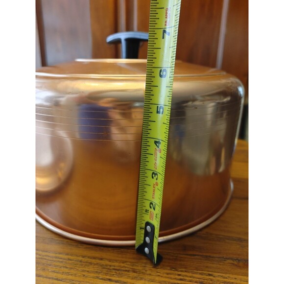 VTG 50s West Bend Rosey Copper Colored Metal locking Cake Carrier 14.5" dia. - Picture 13 of 16